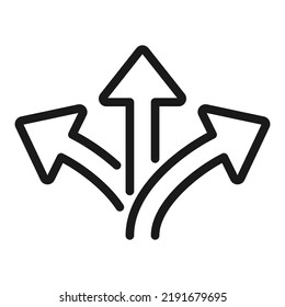 Arrow way line icon. Three arrow and road direction vector illustration
