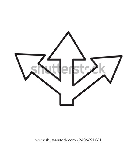 Arrow way line icon. Three arrow and road direction illustration, eps10