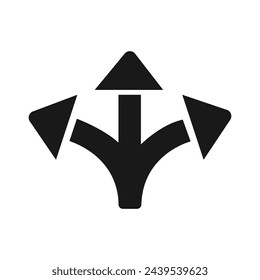 Arrow way or three-way icon. Three arrow and road direction. Triple arrow. Three-way direction arrow icon vector. Vector illustration. Eps file 172.