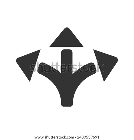 Arrow way or three-way icon. Three arrow and road direction. Triple arrow. Three-way direction arrow icon vector. Vector illustration. Eps file 173.
