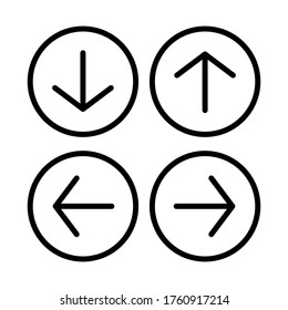 arrow web icon vector button. direction next down up left rignt back previous forward symbol. isolated line on white background. 