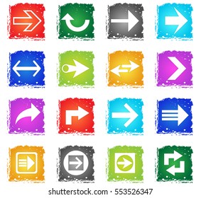arrow web icons in grunge style for user interface design
