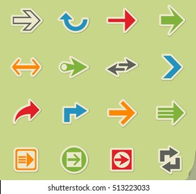 arrow web icons on color paper stickers for user interface