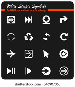 arrow white simple symbols for web icons and user interface design