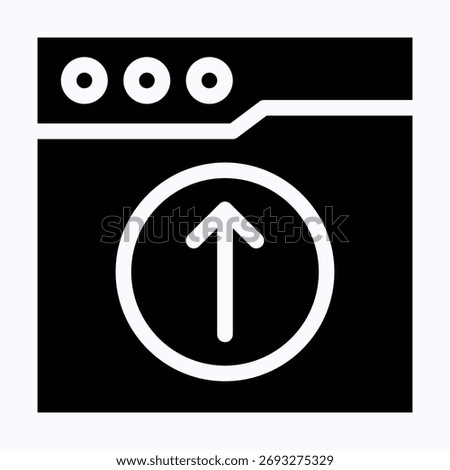 Up Arrow Window – Isolated Silhouette Style Vector Icon