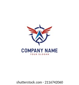 Arrow Wing Compass Vector Logo Design Template. Universal Premium Creative Symbol.