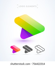 Arrow wing origami logo design collection. Vector abstract material design, flat, line-art style