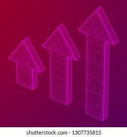 Arrow wireframe low poly mesh vector illustration