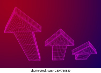 Arrow wireframe low poly mesh vector illustration