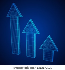 Arrow wireframe low poly mesh vector illustration