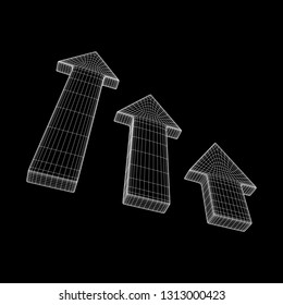 Arrow wireframe low poly mesh vector illustration