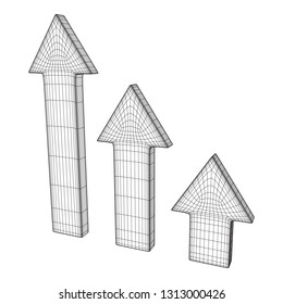 Arrow wireframe low poly mesh vector illustration