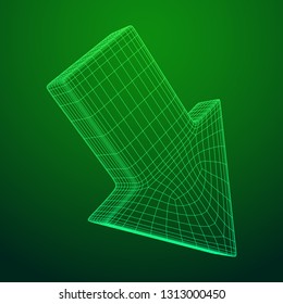 Arrow wireframe low poly mesh vector illustration