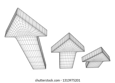 Arrow wireframe low poly mesh vector illustration