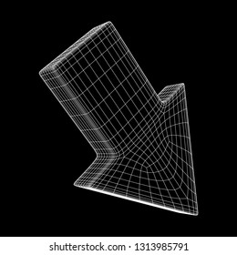 Arrow wireframe low poly mesh vector illustration