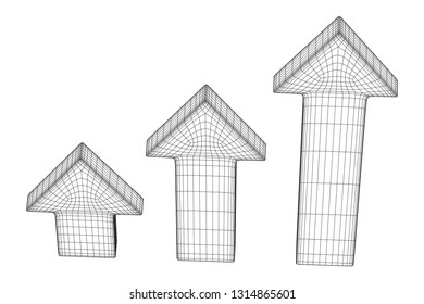 Arrow wireframe low poly mesh vector illustration