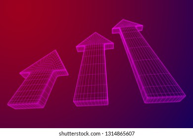 Arrow wireframe low poly mesh vector illustration