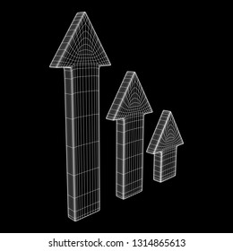 Arrow wireframe low poly mesh vector illustration