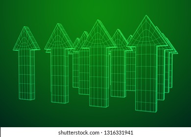 Arrow wireframe low poly mesh vector illustration
