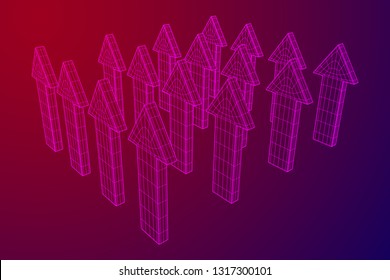 Arrow wireframe low poly mesh vector illustration