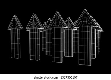 Arrow wireframe low poly mesh vector illustration