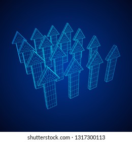 Arrow wireframe low poly mesh vector illustration