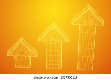 Arrow wireframe low poly mesh vector illustration