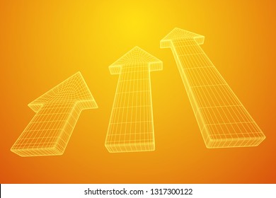 Arrow wireframe low poly mesh vector illustration
