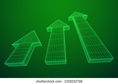 Arrow wireframe low poly mesh vector illustration