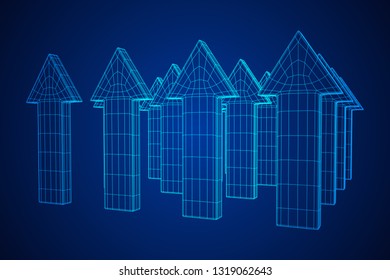 Arrow wireframe low poly mesh vector illustration