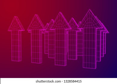Arrow wireframe low poly mesh vector illustration