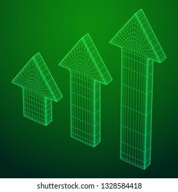 Arrow wireframe low poly mesh vector illustration