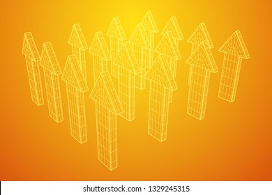 Arrow wireframe low poly mesh vector illustration
