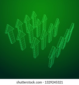 Arrow wireframe low poly mesh vector illustration