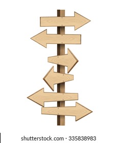 Arrow wooden sign direction. vector illustration.