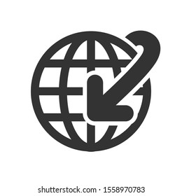 Arrow and world icon, flat EPS vector image.