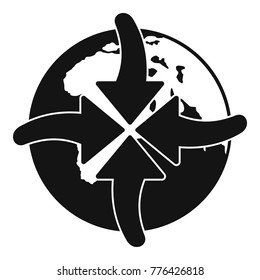 Arrow of world icon. Simple illustration of arrow of world vector icon for web