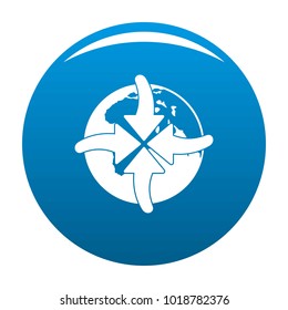 Arrow of world icon vector blue circle isolated on white background 