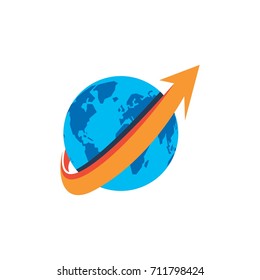 ARROW UP WITH WORLD MAP 