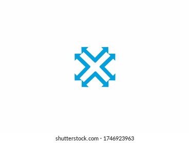 Arrow X letter shape vector symbol logo