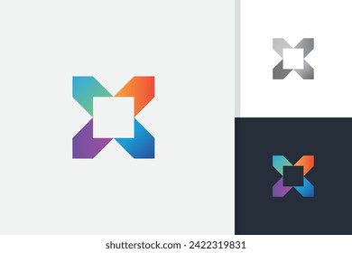 arrow x logo design icon vector template