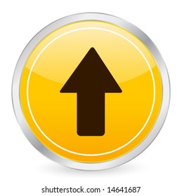 Arrow up yellow circle icon. Vector illustration