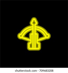 Arrow yellow glowing neon ui ux icon. Glowing sign logo vector
