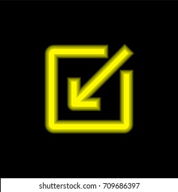 Arrow yellow glowing neon ui ux icon. Glowing sign logo vector