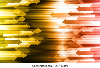 arrow yellow orange color Light Abstract Technology background for computer graphic website internet and business. circuit. label. card. wave