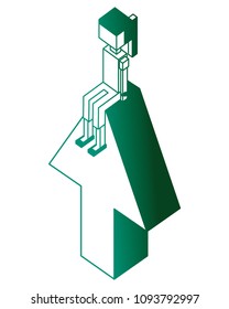 arrow up with young girl isometric icon