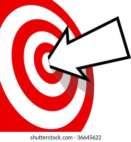 An arrow with your copyspace hits the bulls eye of a red target dead center.