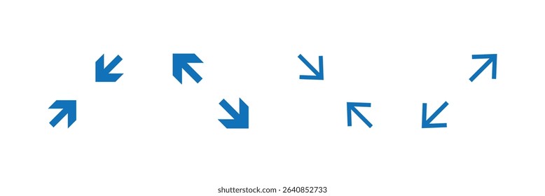 
Arrow zoom icon. Resize vector line icons set. Scaling, increase, decrease. Editable stroke. Perfect pixel icons