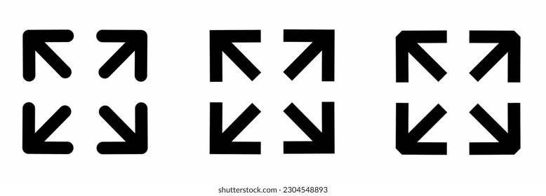 Conjunto de ilustraciones con zoom de flecha. Icono de zoom de flecha. Vector de material.