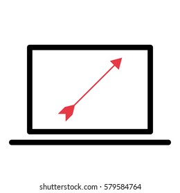 Arrow_Goal  icon - Flat design, glyph style icon - Colored enclosed in a computer